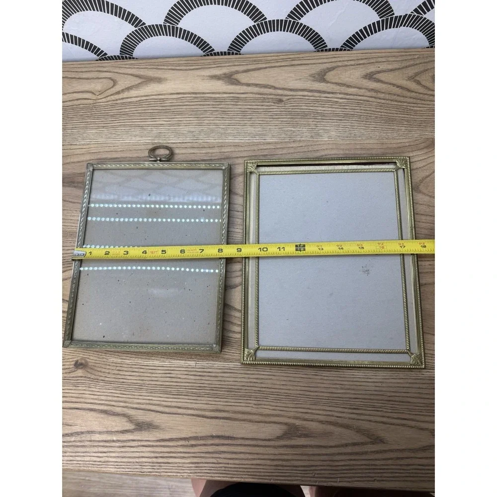 VTG Lot Of 4 Brass Ornate Gold Tone Metal Picture Frame Textured Edges Square